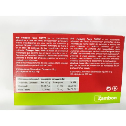 FISIOGEN FERRO FORTE 30 CAPSULAS