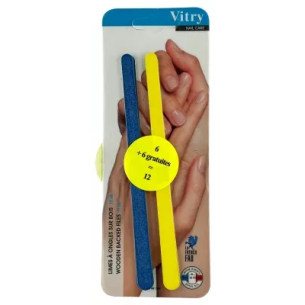 LOTE 6 LIMAS MADERA AZUL Y 6  AMARILLAS 12CM VITRY