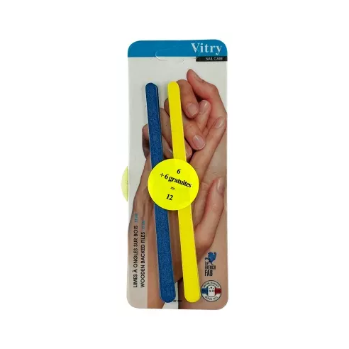 LOTE 6 LIMAS MADERA AZUL Y 6  AMARILLAS 12CM VITRY